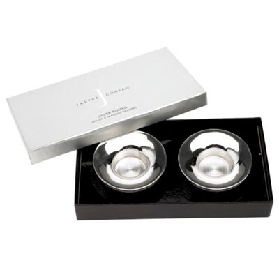 Silver set of two tea light holders