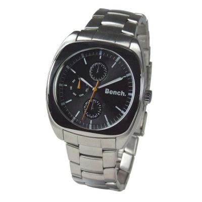 Mens round black dial with bracelet strap