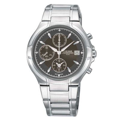 Pulsar Mens black chronograph dial with bracelet