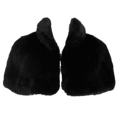 Black chinese button faux fur cape