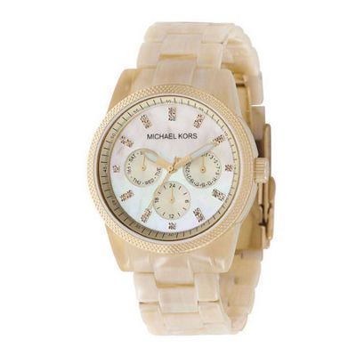 Women's round dial with cream bracelet strap watch