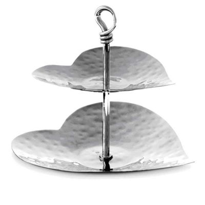 Silver two tier silver plated heart stand