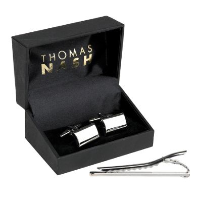 Thomas Nash Grey shiny bar cufflinks