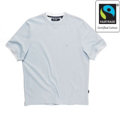 Light blue Fairtrade cotton mock layer t-shirt