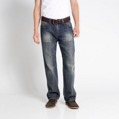 Dark blue dirty tint loose fit jeans