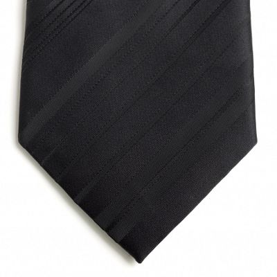 Black semi stripe tie