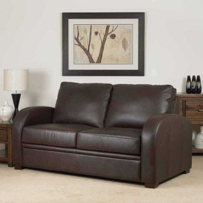 York leather sofa bed with sprung mattress