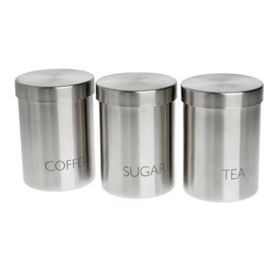 Silver set of 3 text storage jars