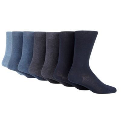Pack Of 7 Mixed Navy Marl Freshen Up Your Feet Socks