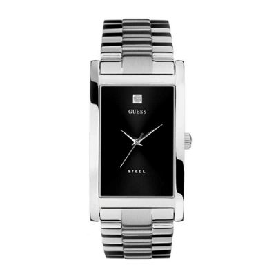 Mens black rectangular dial with bracelet