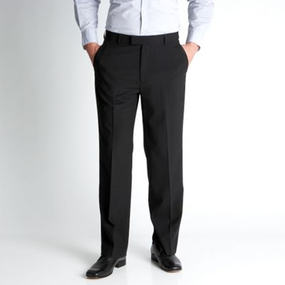 Black wool blend with Lycra flat front trousers