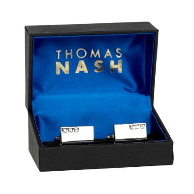 Thomas Nash Silver 3 diamante cufflinks