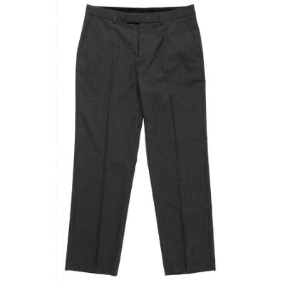 Light Grey Pinstripe Flat Front Smart Trousers
