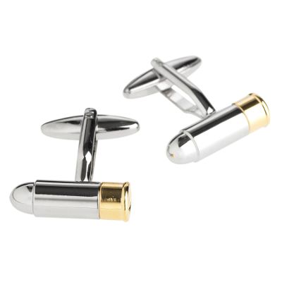 Grey shotgun bullets cufflinks