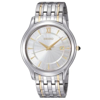 Mens sterling silver round dial with two tone