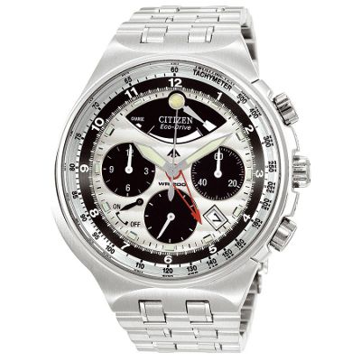 Citizen Mens silver coloured round chronograph dial