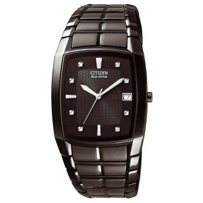 Citizen Mens black square with bracelet strap watch