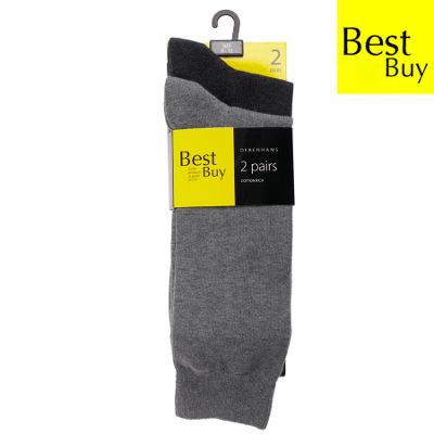 Pack Of 2 Grey Cotton Rich Socks