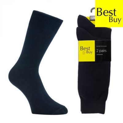 Pack Of 2 Navy Cotton Rich Socks
