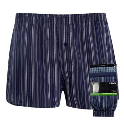 Pack Of 3 Navy Pure Cotton Pattern Boxers