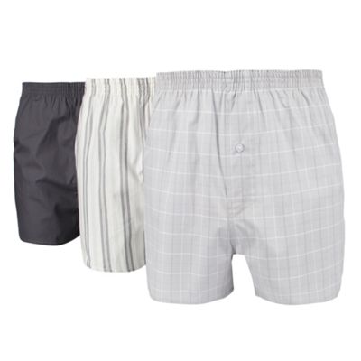 Pack Of 3 Pure Cotton Grey Boxers