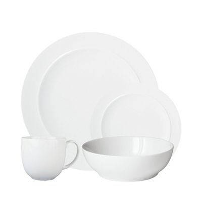 white sixteen piece dinner set