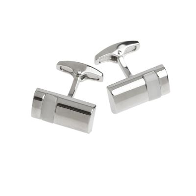 Grey and white cat eye stripe bar cufflinks