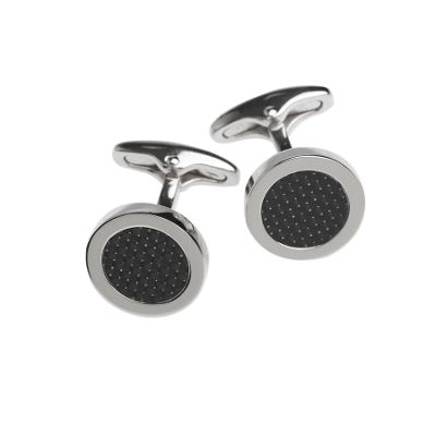 Grey circle black resin cufflinks