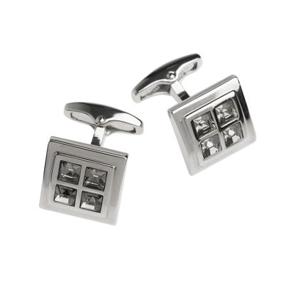 Grey square crystal cufflinks