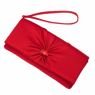 Red Gem Satin Clutch Bag