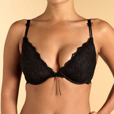 Black Perfect Line Lace plunge bra D-G