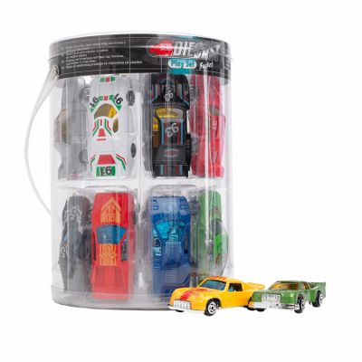 Bucket of 16 die cast cars