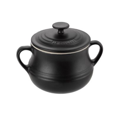 Pair of Satin black small bean pots