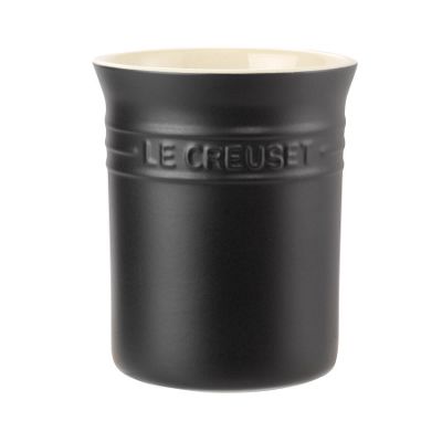 Satin black stoneware utensil jar
