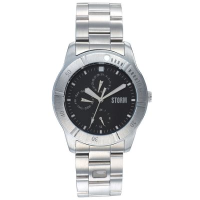 Mens round chronograph black dial watch