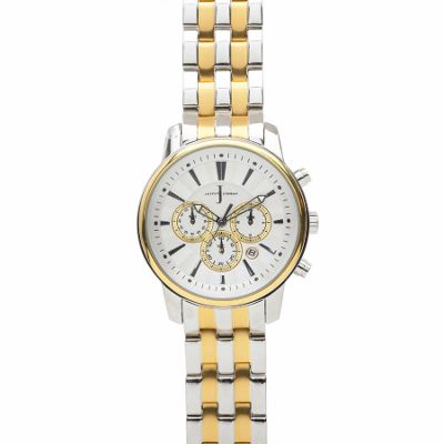 Mens round chronograph two tone bracelet