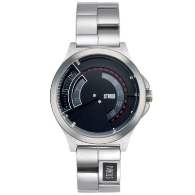 Mens round black dial watch with silver