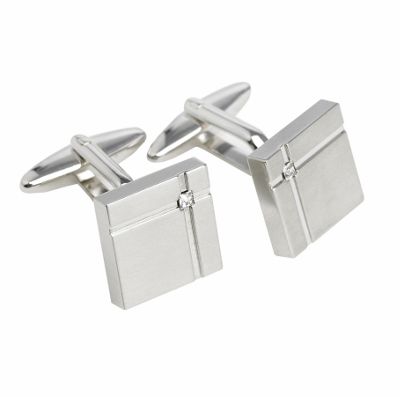 Grey square crystal cufflinks