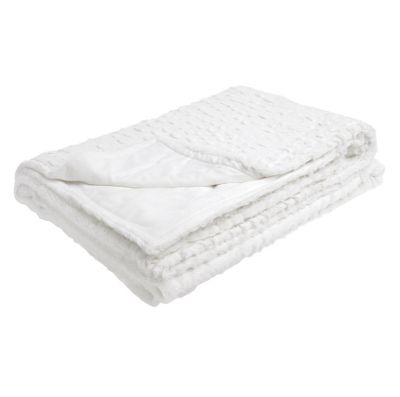 White faux fur throw