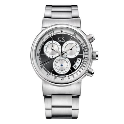 Mens round silver chronograph dial with
