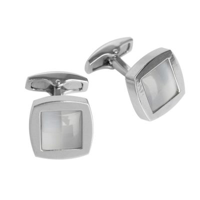 White and grey resin cufflinks