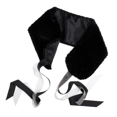 Black faux fur  & organza ribbon wrap