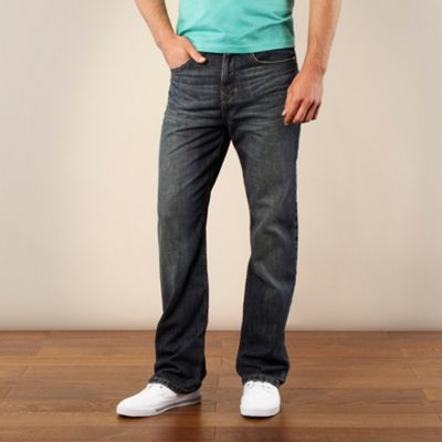 Blue regular fit Fairtrade cotton jeans with soft green tint