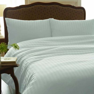 White sateen stripe bedlinen set