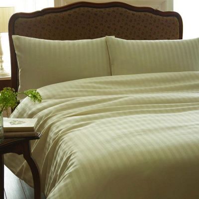 Ivory sateen stripe bedlinen set
