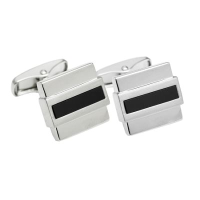 J by Jasper Conran Grey black block rectangular cufflinks