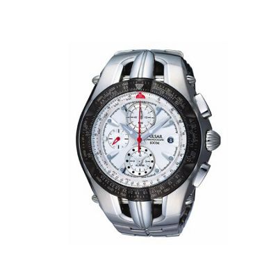 Mens black alarm chronograph silver