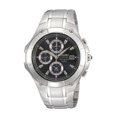 Mens silver Coutura black dial bracelet watch