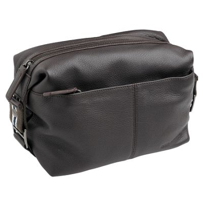 Brown leather weekend wash bag