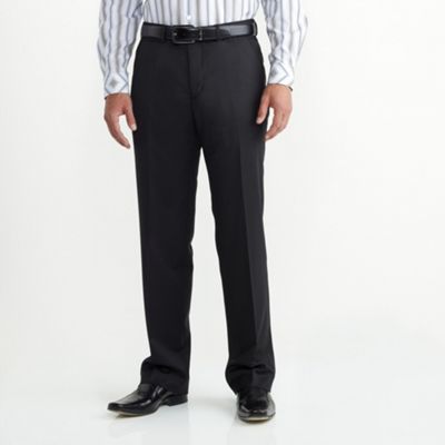 Black semi-plain herringbone trousers